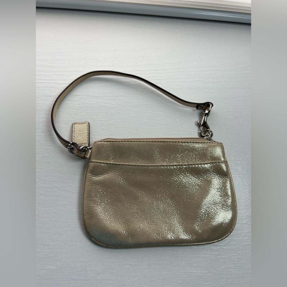 Coach Gold Wristlet and Faux Pearl Stud Earrings on Sterling Silver Posts -7-8mm - Picture 5 of 12